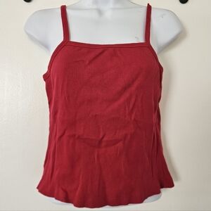 Vtg Express Bleus Tank Top S Y2K Ribbed Cotton Square Neck 90s Layering Cami